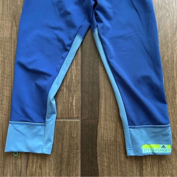 Adidas x Stella McCartney Blue Cropped Leggings Zip Up Sides Sz XS - Picture 3 of 10